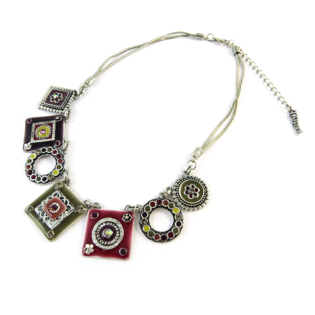 Les Trésors De Lily [C5458] — Дизайнерское колье «Эсмеральда», розовое, фиолетовое, серое.
