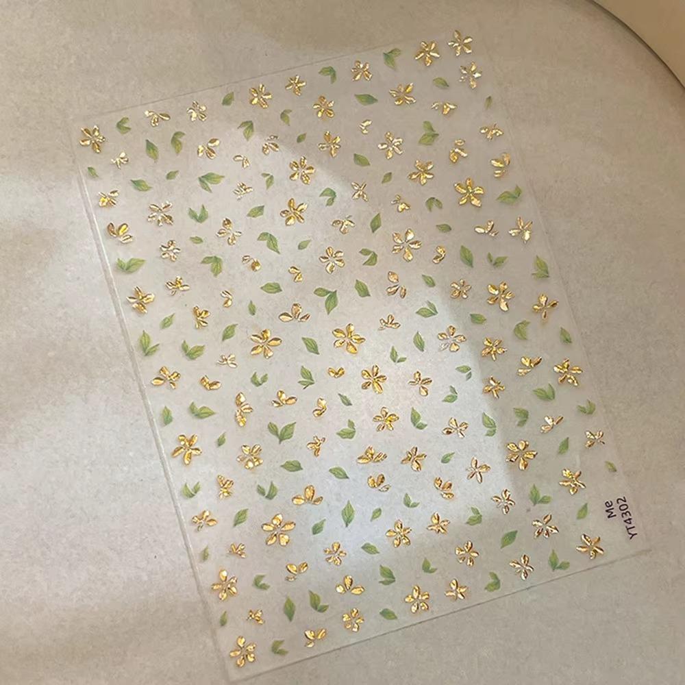 Golden Leaf Nail Sticker Bronzing Spring Flowers Decal Nail Art Sticker