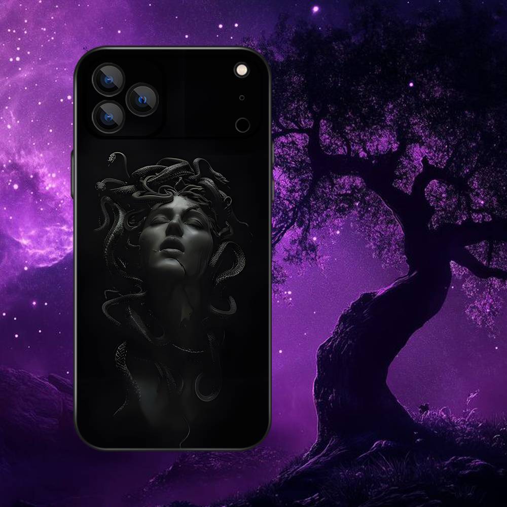 M-Medusa Greek Mythology Phone Case For iPhone 17,16,15,14,13,12,Pro,Max,Plus,E,SE4,Air,Mini Black Soft Box