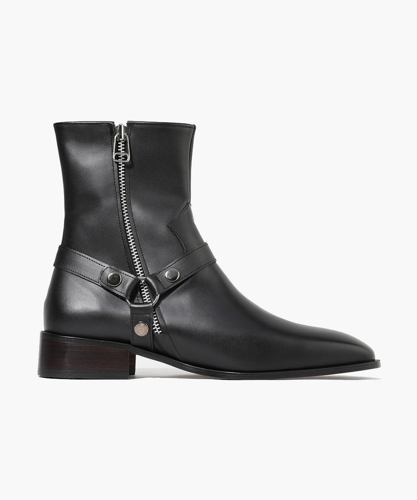 Firenze Atelier Минималистичные Ботильоны на Лодыжку Прямая Линия Липучка 9500 [Черный Fg]