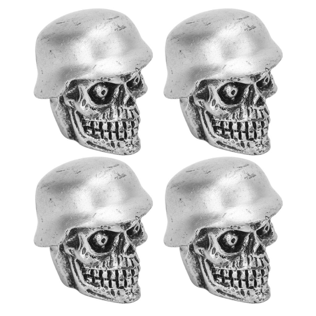 Набор из 4 шт. Колпачки штоков клапанов шин типа черепа для шлема с резиновым кольцом Универсальные для легковых автомобилей, велосипедов, внедорожников, грузовиков, велосипедов, мотоциклов