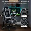 Chaise de gaming - FOXSPORT - Dossier inclinable 90°-180° - Accoudoirs réglables - Repose-Pieds - Charge150kg -Gris et Noir