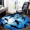 1PC Shark Swarm Office Round Area Rug, Mat Suitable For Office, Under Office Chairs Bedroom Living Room Home Decor, Room Deco