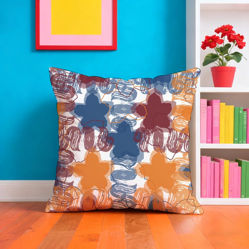 Colorful Patchwork Pattern Pillow Case Pillow Case Plush Fabric Soft Double Sided Print Home Sofa High Quality Cushion