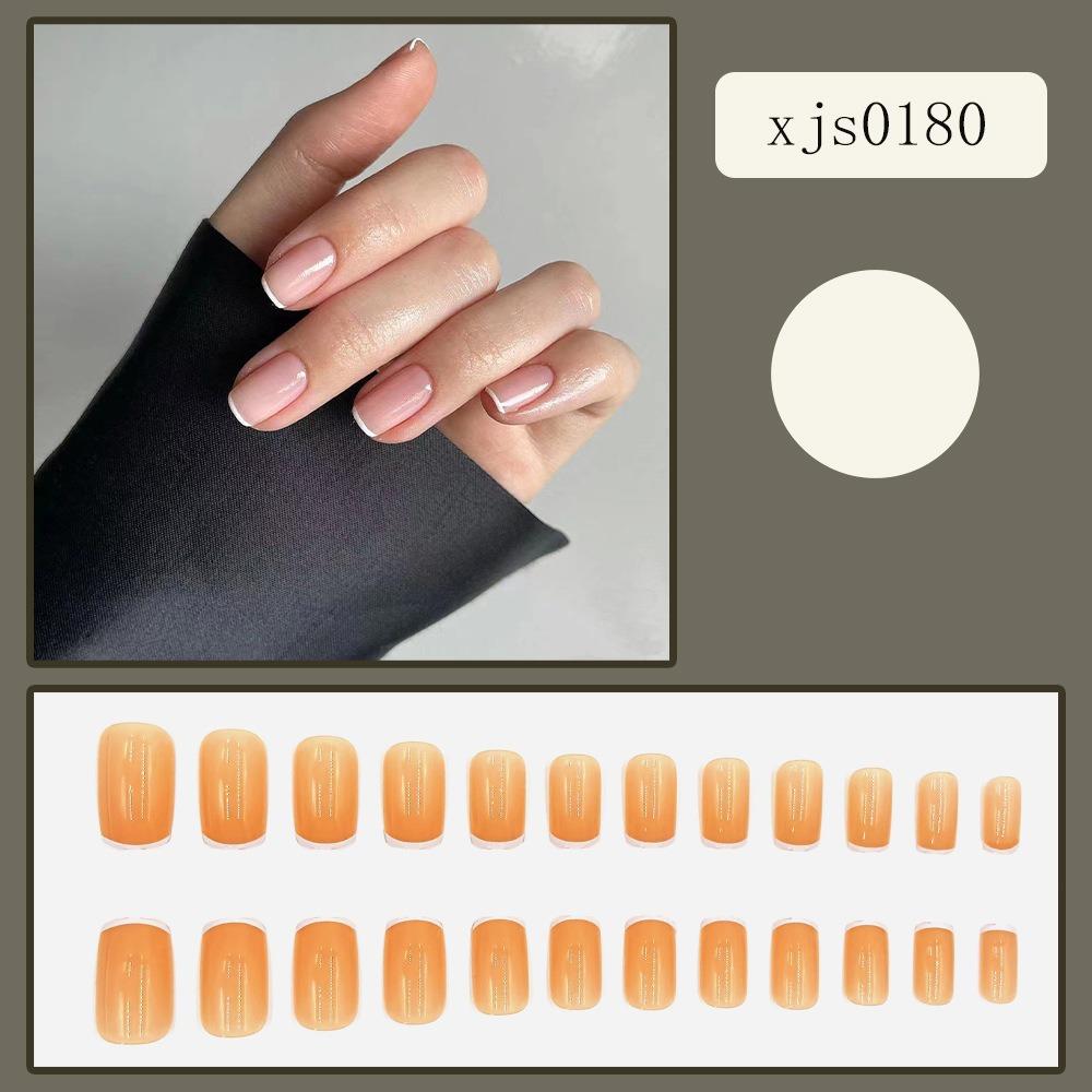 Full Cover French Fake Nails Square Head Nail Tips Fashion False Nail  Women
