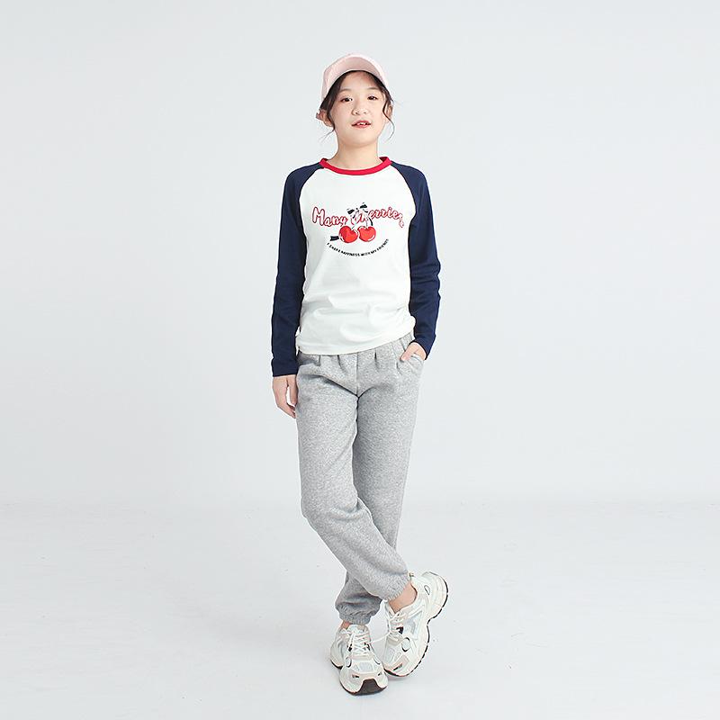 Футболка с длинным рукавом для девочек на весну и осень, хлопковая футболка с круглым вырезом и длинными рукавами, детская футболка