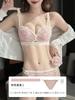 Small breasts gather underwear women's half cup shows large breasts, anti-sagging spring lace underwear bra set