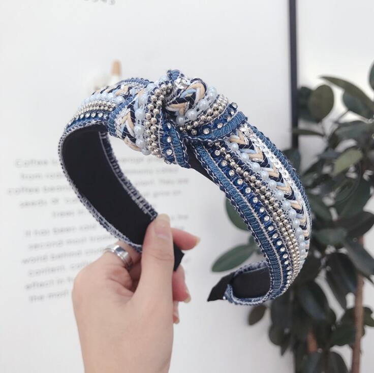 Новая Мода Богемия Повязка для Волос Женская Высококачественная Повязка на Голову Классическая Волна из Стразов Повязка для Волос Взрослые Аксессуары для Волос