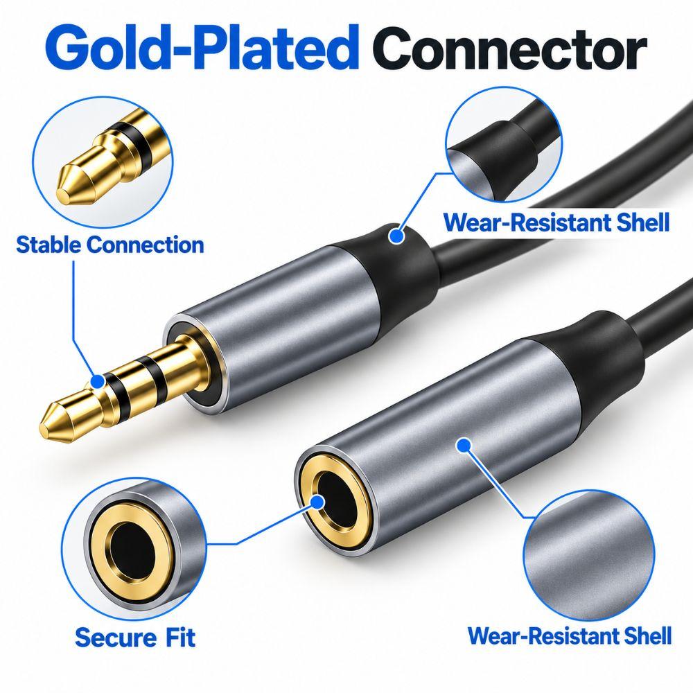 Stereo 3.5mm Audio Extension Cable Straight Plug Audio Extension Cord Speaker Connection