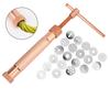Aluminum Alloy With 20 Tips Clay Craft Perfect Rose Gold Sugar Paste Extruder Fondant Clay Cake Sculpture Gun Cake Sculpture Polymer Tool