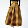 Women's Plaid Woolen Skirt Autumn and Winter Half Skirt High Waisted and Slim A-line Skirt Houndstooth