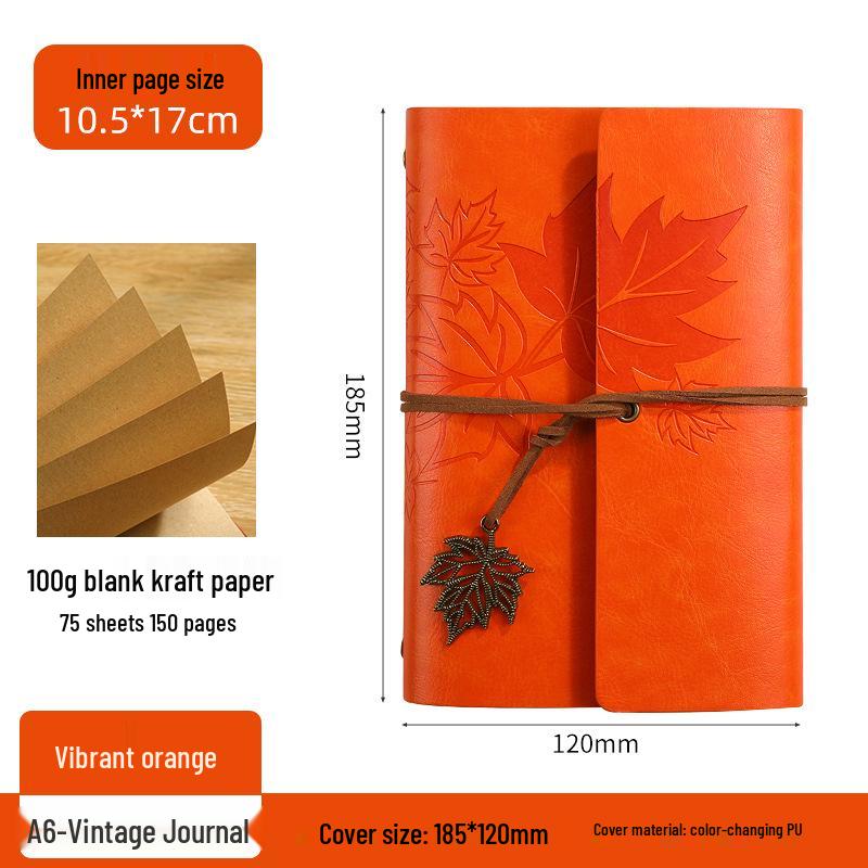 Ретро блокнот на кольцах «Кленовый лист» с настраиваемым логотипом и обложкой с эффектом «кожи»