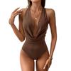 Summer New Halter V-Neck Solid Color Sexy Mature Style One-Piece Bodysuit Leisure Apparel
