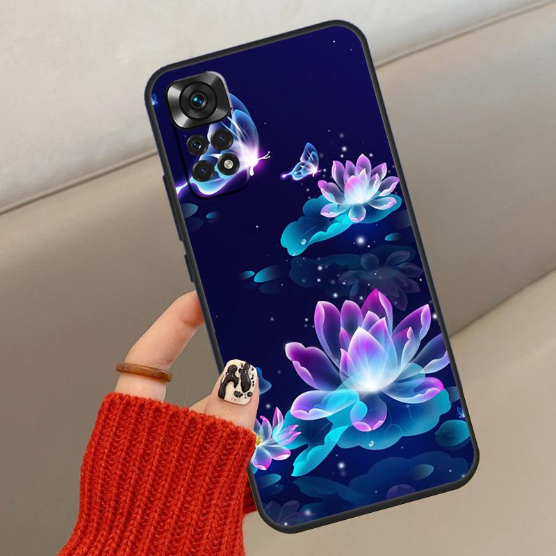 Чехол Синий Белый Цветок Лотоса Для Xiaomi Redmi Note 14 13 12 10 11 15 Pro Plus Чехол Для Redmi 15 15C 13C 10C 12C 14C