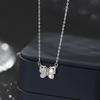 S999 Sterling Silver Butterfly Necklace Women Cubic Zirconia Fine Jewelry Necklaces Anti Tarnish Romantic Gift