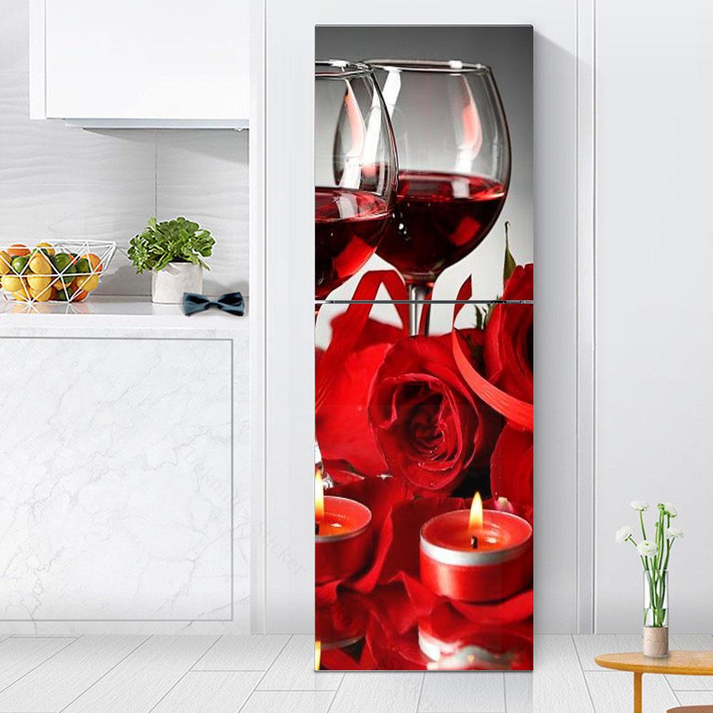 Наклейки с розами на холодильник, обои для кухни, виниловый плакат, наклейка на холодильник, домашний декор, спальня, новогоднее украшение