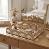 Scalloped Edge Handwoven Storage Basket Rectangular Fruit Basket Desktop Organizer  Bedroom