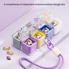 Cube Pill Box with Lanyard Portable 8-Cell Medicine Box Sealed Pill Dispenser Cube 7 Days A Week for Travel Work Daily Outings