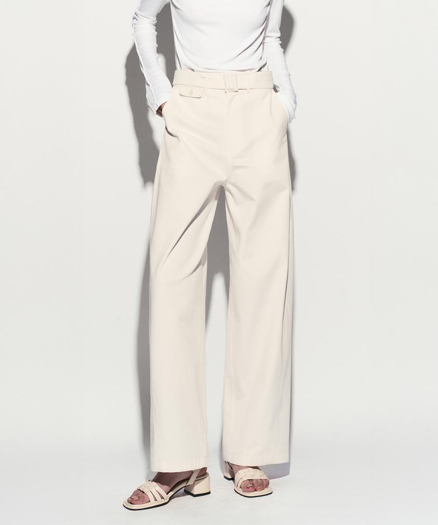 RE RHEE Belted Straight Leg Trouser Ivory