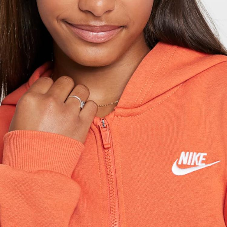 Nike Спортивная одежда Club флисовая куртка большого размера с капюшоном для детей кораллового цвета FD2931-846