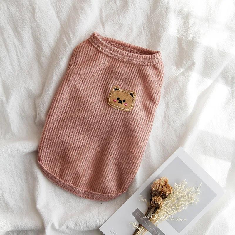 Summer Pet Dog Vest Bear Print Dogs Clothes Thin Pet Pullover Puppy Small Dog Breathable Knitting French Bulldog Chihuahua Pug