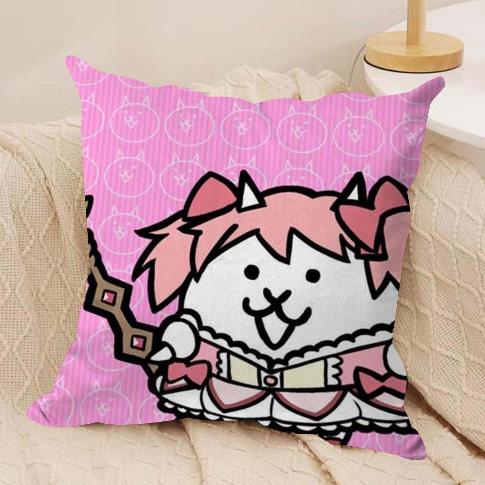 BBattle CCats Anime Cushion Cover Soft Plush Throw Pillow Cover DoubleSided Decorative Cushion Case Sofa Bedroom Home Decor