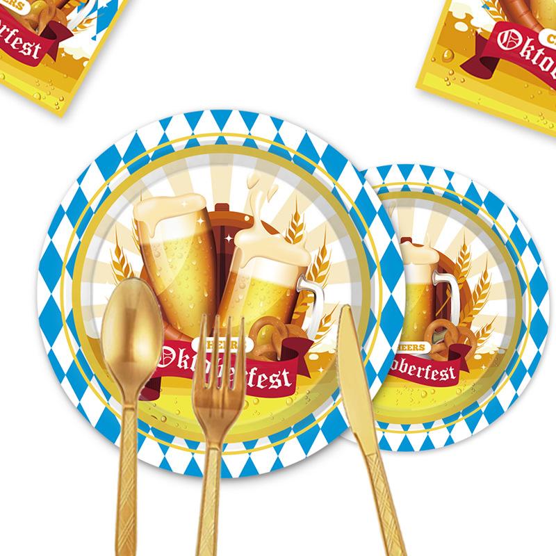 Германия Мюнхен Октоберфест Набор для вечеринки Одноразовые бумажные тарелки Бумажные стаканы Салфетки Скатерти Фестивальные принадлежности
