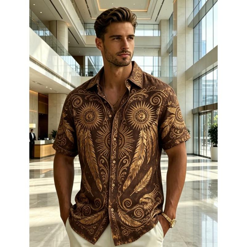 Unisex Ethnic Style Tribal Totem Graphic Hawaiian Shirts Fashion 3D Printed Shirts Tops Summer Short Sleeves Men Women Blouse Shirt