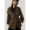 VICTORIA&VERA Women's Double-Faced Wool Blend Coat with Convertible Collar