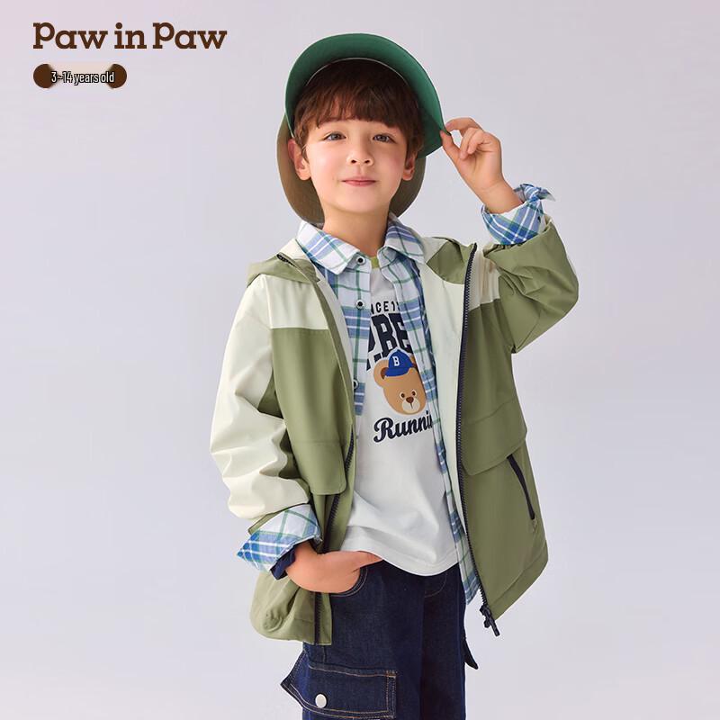 Контрастная куртка для мальчиков PawinPaw с мультяшным медведем