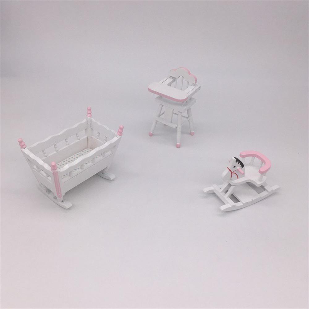1:12 Кукольный домик Миниатюрные куклы Мебель Белая деревянная детская кровать Детские игрушки Деревянная детская кроватка Детская кроватка
