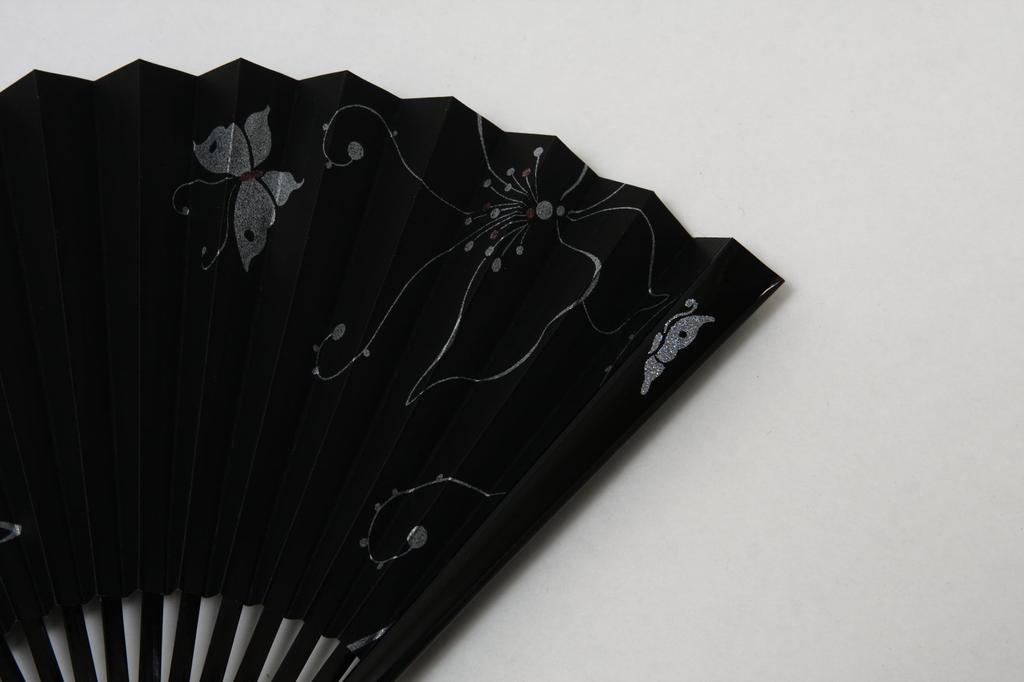 Веер Киото, черный веер с бумажной коробкой [Хасэгава] Сумка с узором «Бабочка»,