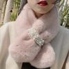 Fashion Pearl Winter Imitation Rabbit Fur Shawl Neck Warmers Warm Scarfs Plush Scarfs
