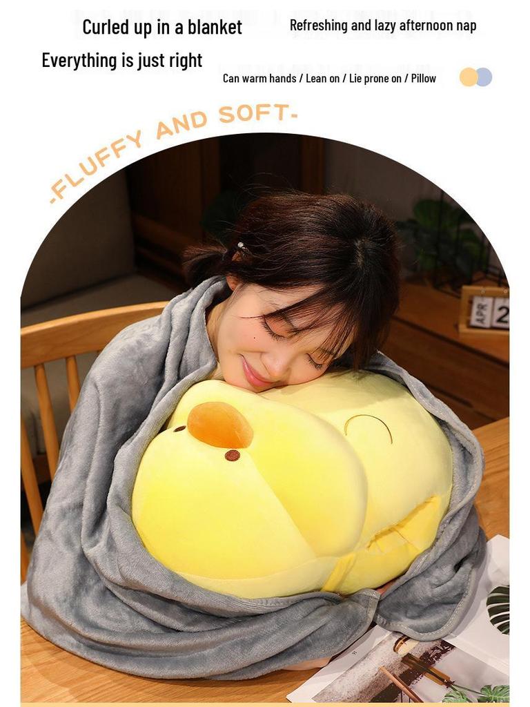 Грелка Желтая Утка Акула Плюшевая Игрушка и Плед - Милая, Мягкая, Вкладываемая, Идеально для Время Сна или Комнат с Кондиционером