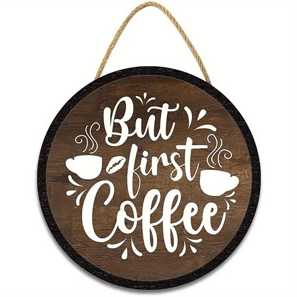 1pc 2d Flat Wood Coffee Signs Decor for Coffee Bar Wood Farmhouse Wall Sign - 20cm Decor for Kitchen Home Office Cafe Coffee Station Housewarming Gift