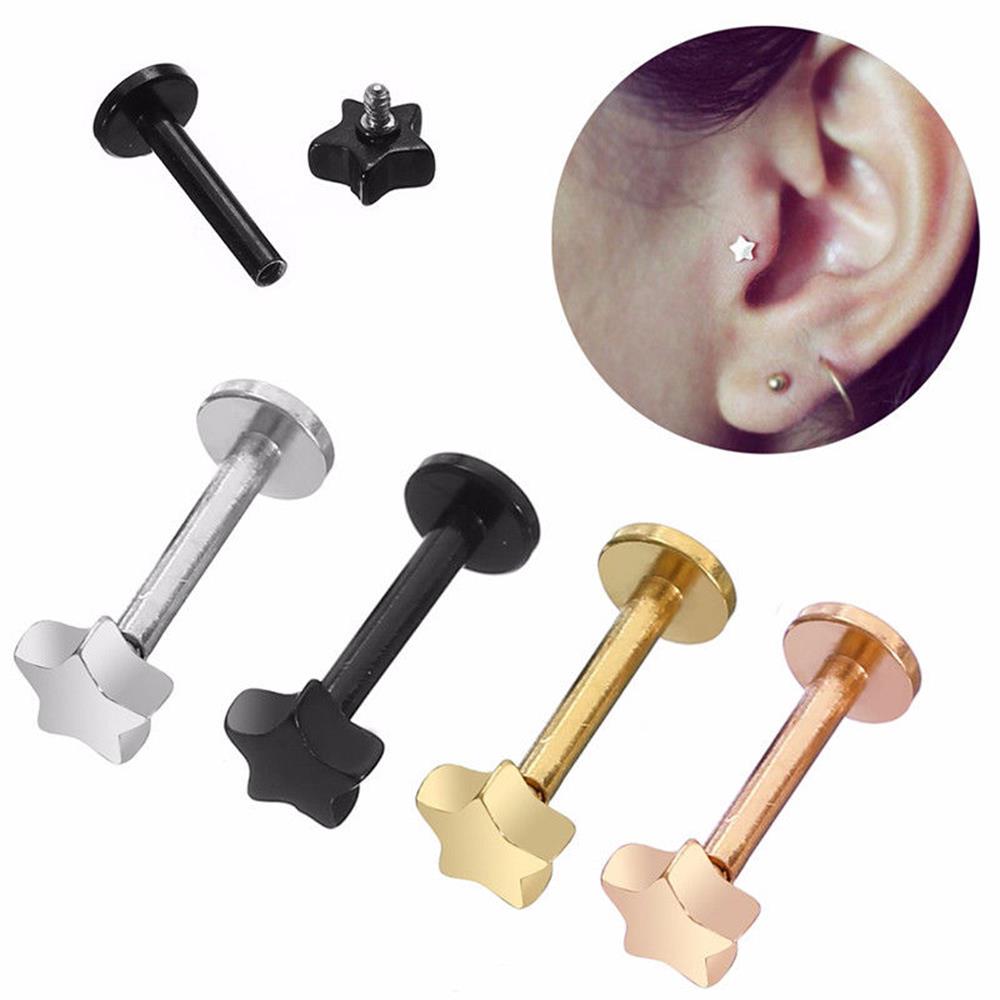 Лабреты Штанга для губы Штанга Украшения для пирсинга тела Хрящ Хеликс Серьги-гвоздики для уха Трагус Серьги Форма звезды