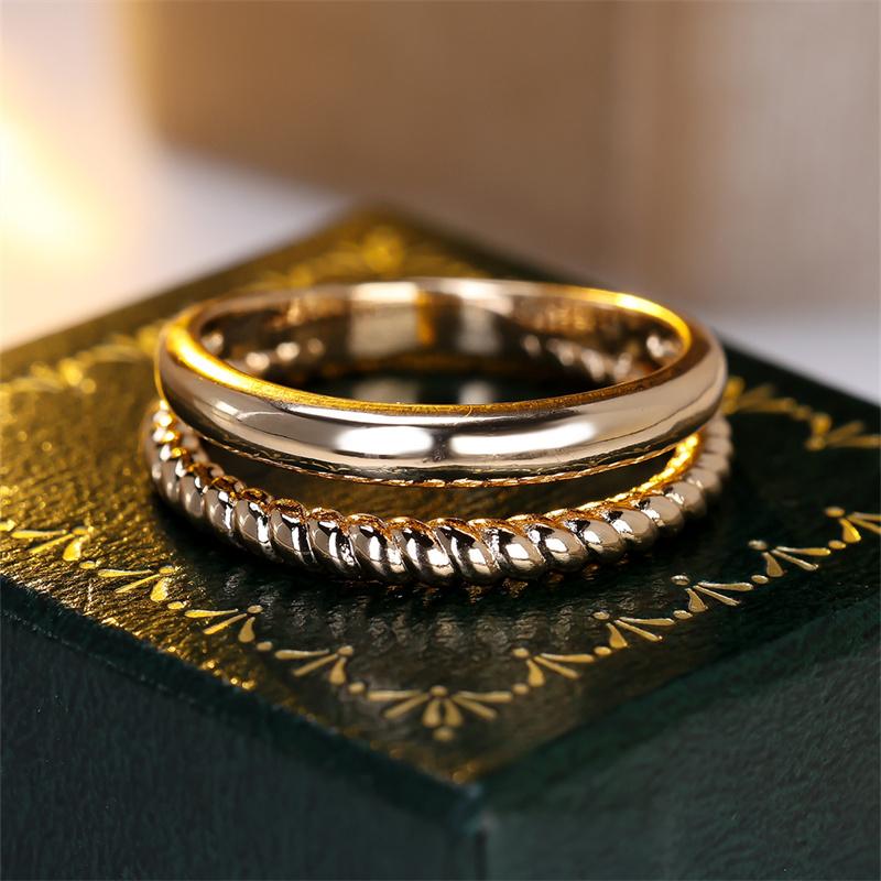 1 Pc Golden Color Twist Ring Wedding Band Valentine's Day Jewelry
