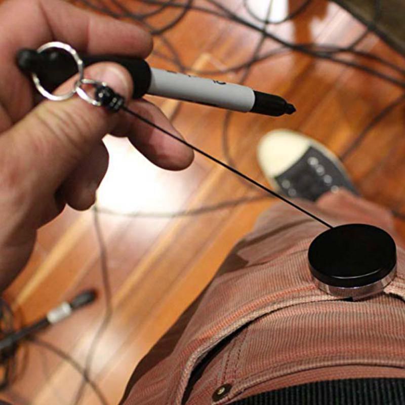 Выдвижной держатель для карандашей из нержавеющей стали, силиконовый АБС-пластик, анти-потерянная веревка, брелок для ключей, зажим для ремня