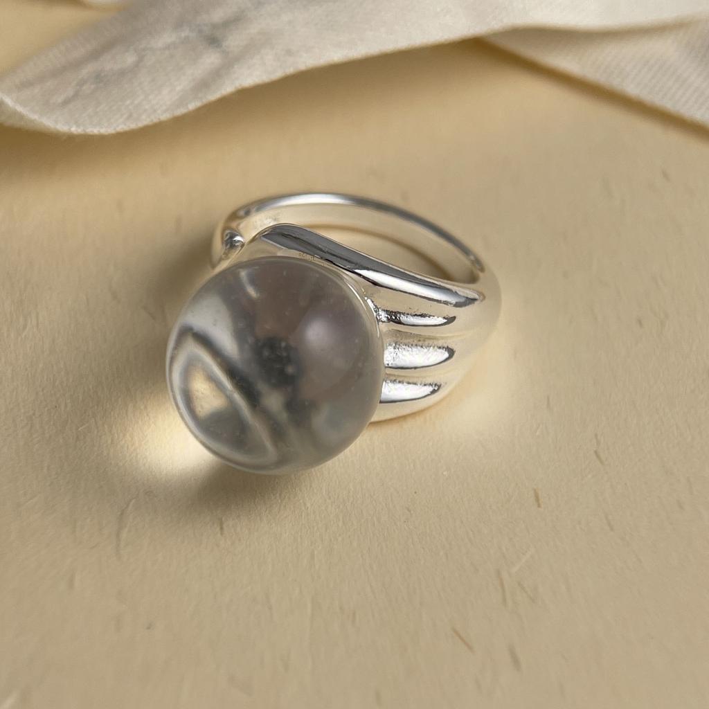 925 Silver Rings for Women Couple Minimalist Handmade Big Ball Ring Fine Jewelry Birthday Gift Prevent Allergy