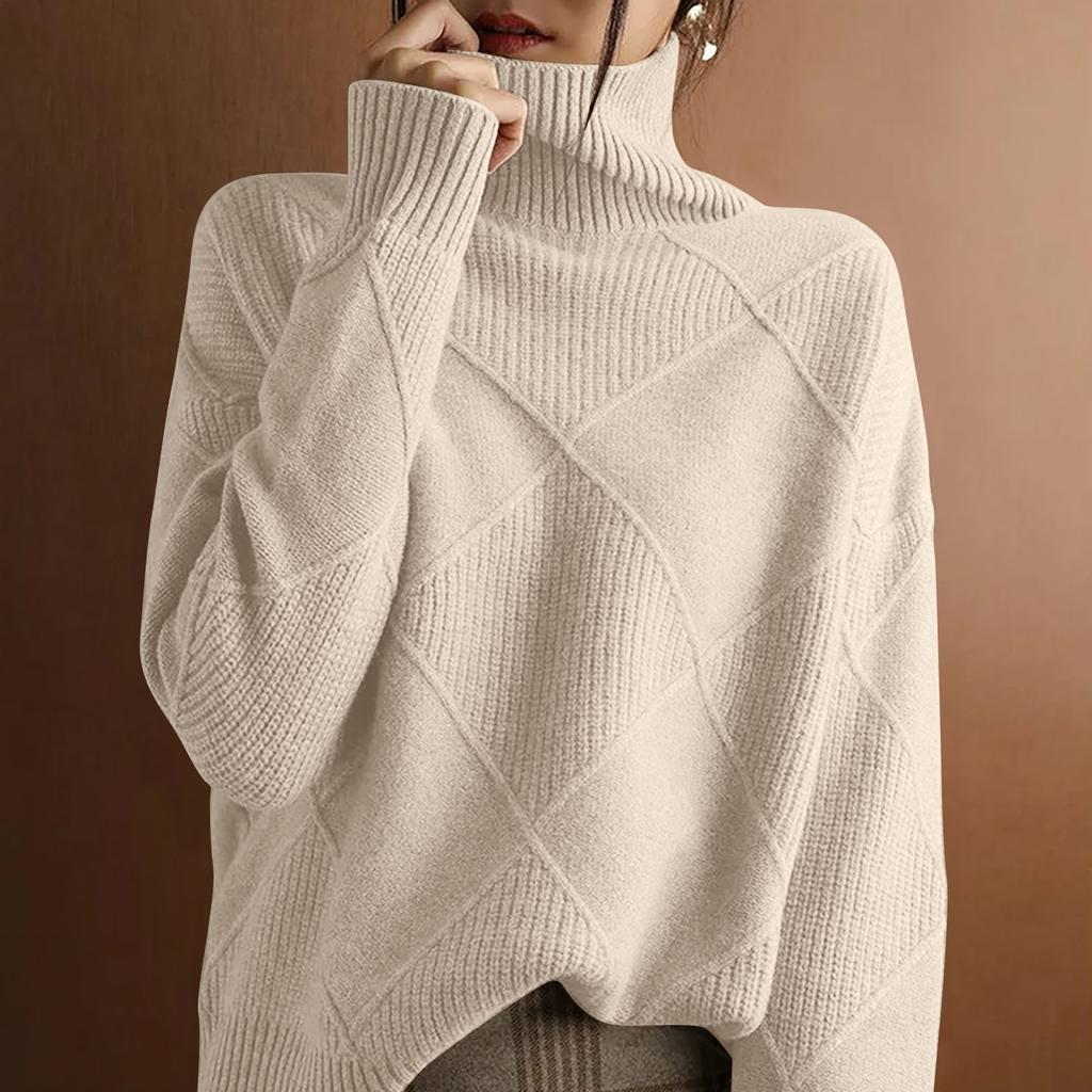 Женский пуловер из однотонного материала, свитер с круглым вырезом и длинными рукавами