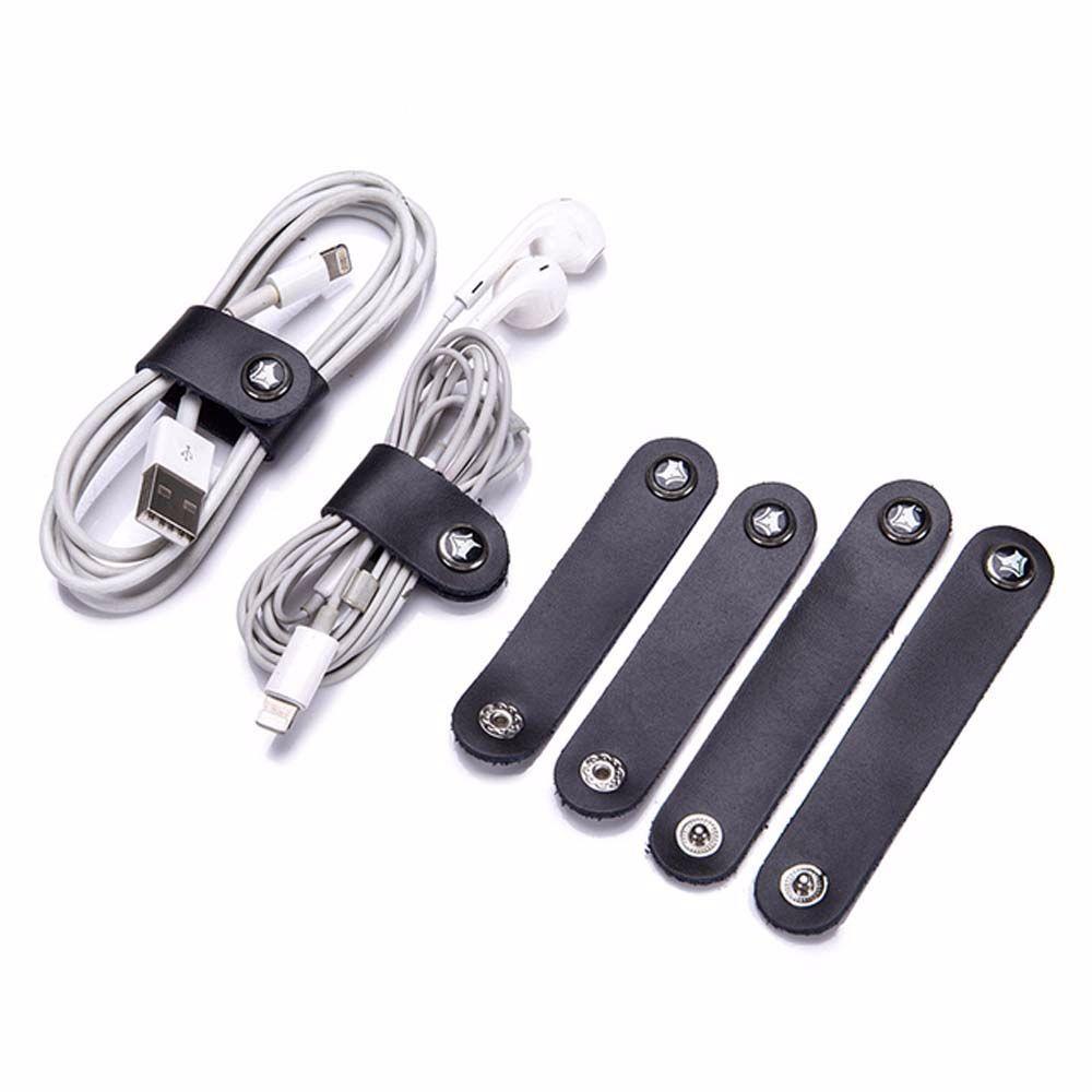 Organizer Cable Strap Cable Clip Winder Straps Cowhide Leather Cord Cable Holder Tidy Storage Cable