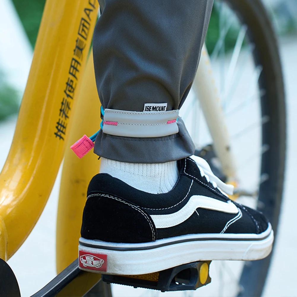 Reflective Bike Pants Strap High Visibility Trouser Leg Straps Bicycle Trouser Bands for Night Walking Cycling Running