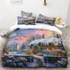 2024 New Style Duvet Cover Christmas Snowman Flower Three-piece Set One Quilt Cover Two Pillowcases Single Double Bed Queen King