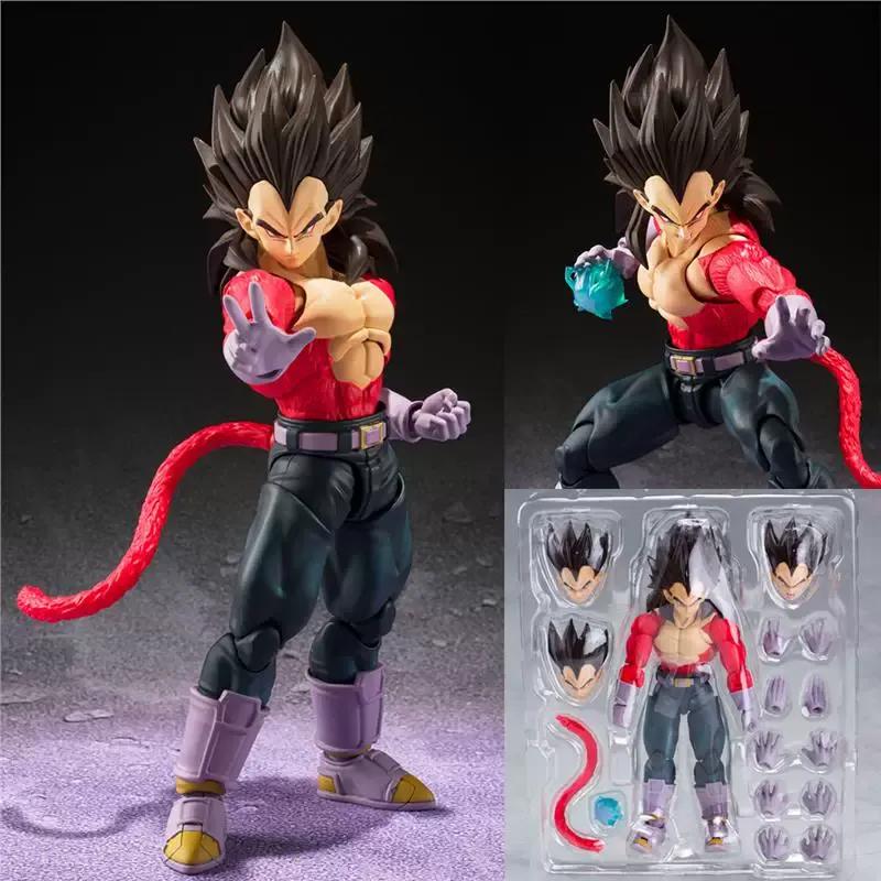 Dragon Ball Red Clothes Shf Super Saiyan 4 Vegeta Action Figure Articulated Joints Model Ornament Toy Kit Collection Figure Gift