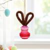 Button Easter Bunny Craft Kit DIY Button Bunny Hanging Ornament with Twisting Stick Ears for Easters Basket Stuffer Holiday Party