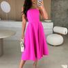 Летние новые сексуальные платья с запахом на груди, однотонные платья с высокой талией и широкими бретелями