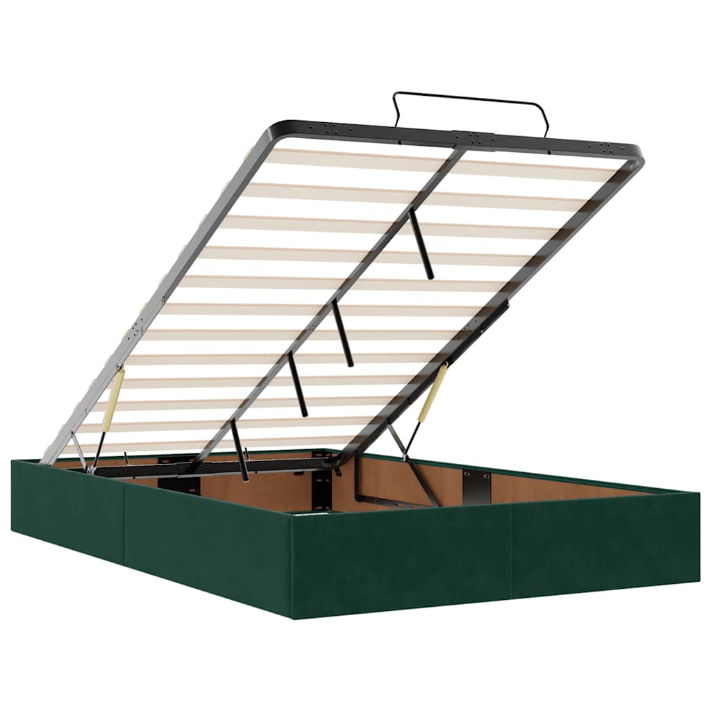 Ottoman Bed with Mattress Dark Green 120x200 cm Velvet