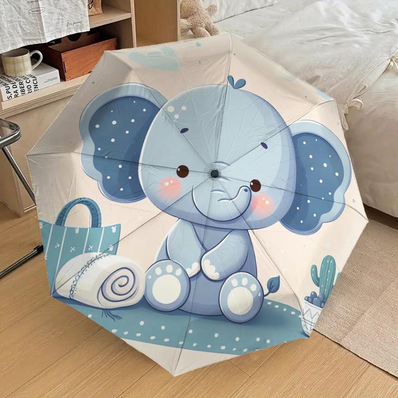 1pc Baby Elephant Nursery Decor Umbrella with Plastic Handle,Suitable for All Seasons Home Travel Outdoor UmbrellaDD373