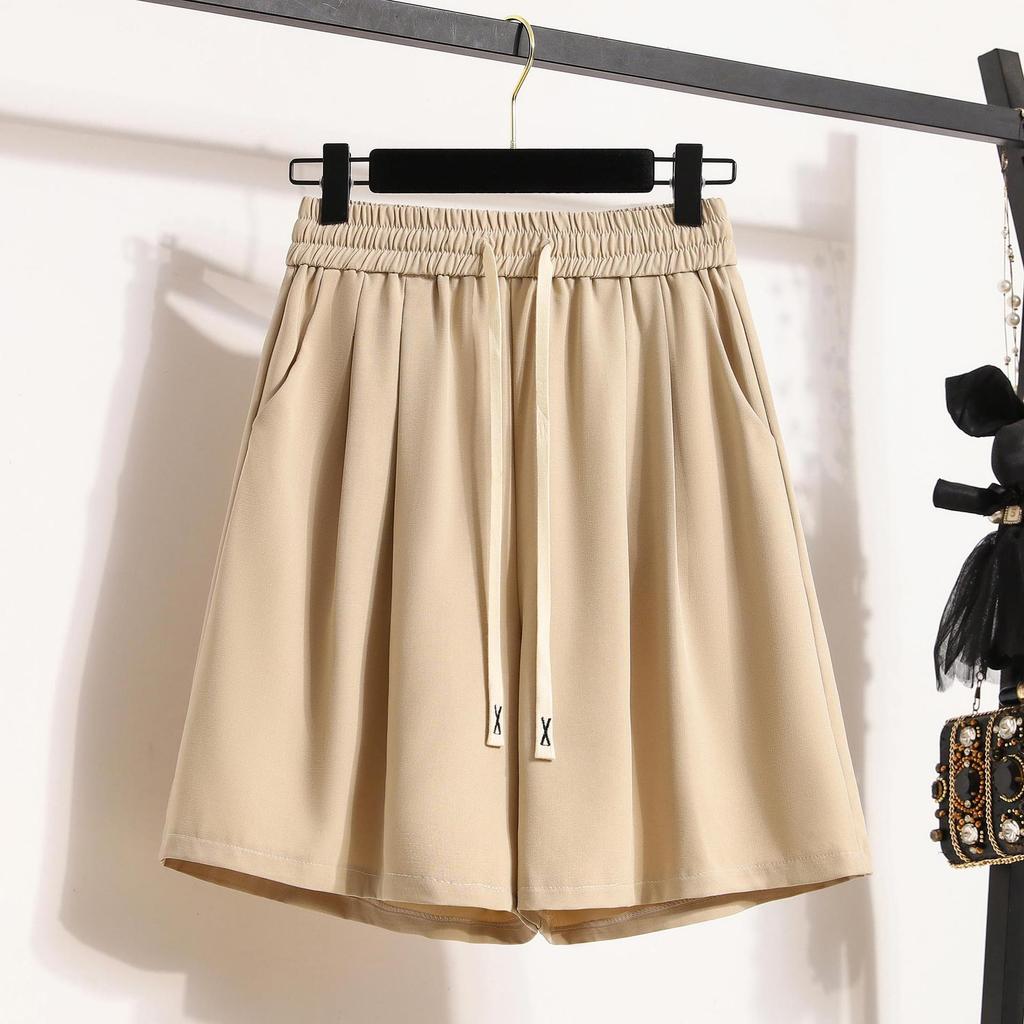 Женские летние капри из ледяного шелка, большие утягивающие широкие брюки, свободные повседневные шорты трапециевидной формы