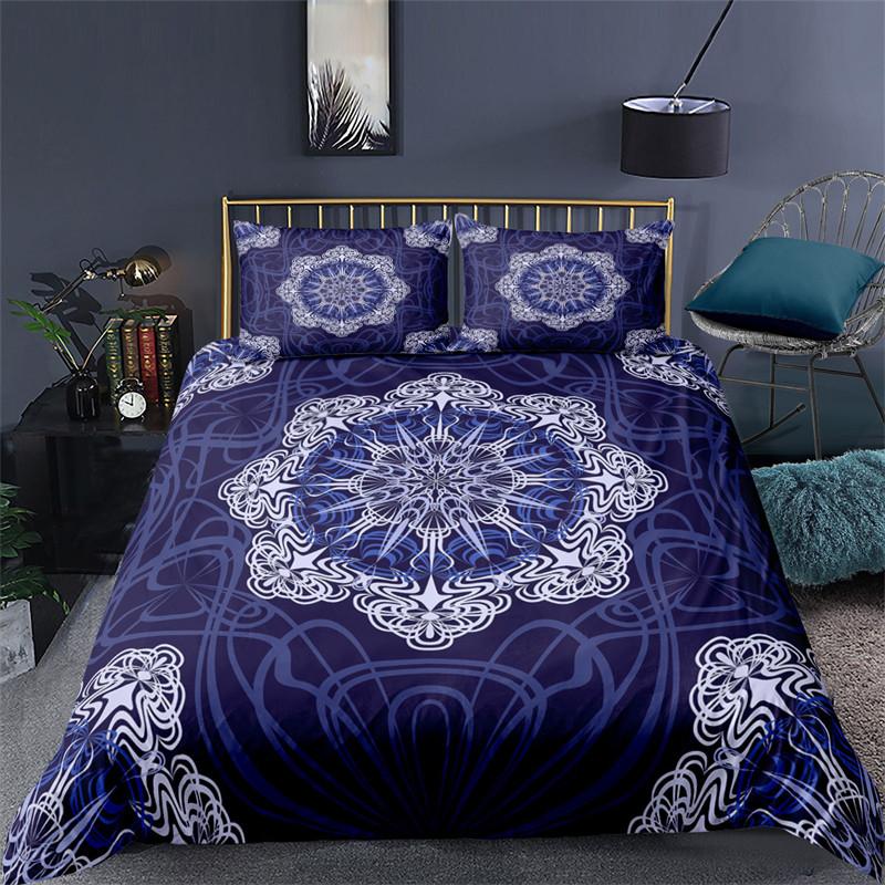 Soft Bohemian Chic Colorful Mandala Bedding Set Microfiber Galaxy Print Duvet Cover With Zipper Closure Pillow Case Home Textile